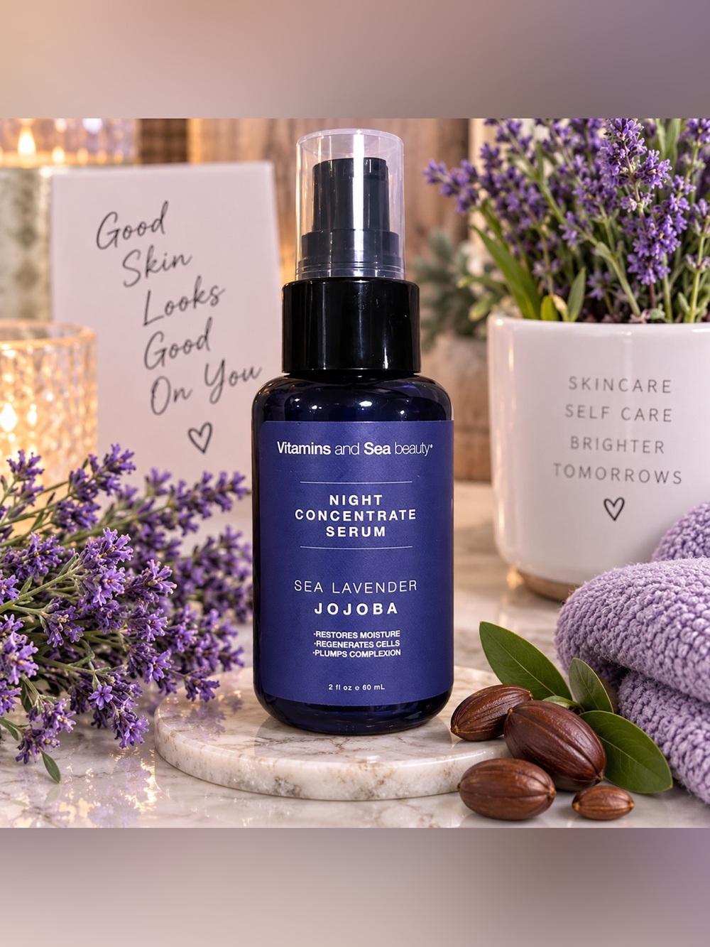 Vitamins & Sea Beauty Night Concentrate Serum Sea Lavender Jojoba 2 oz
